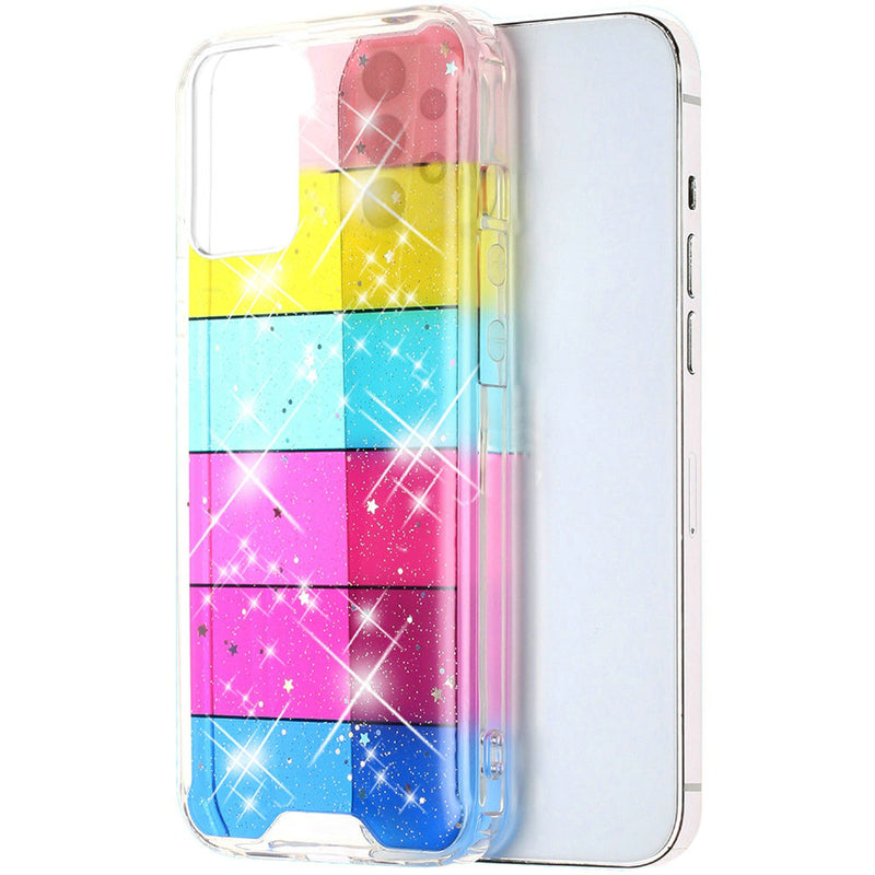 For Samsung A32 5G Vogue Epoxy Glitter Hybrid Case Cover - Stripes
