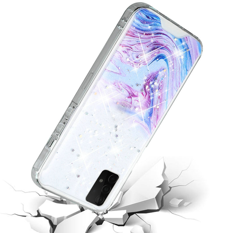 For Samsung Galaxy A52 5G Vogue Epoxy Glitter Hybrid Case Cover - Colorful Galaxy