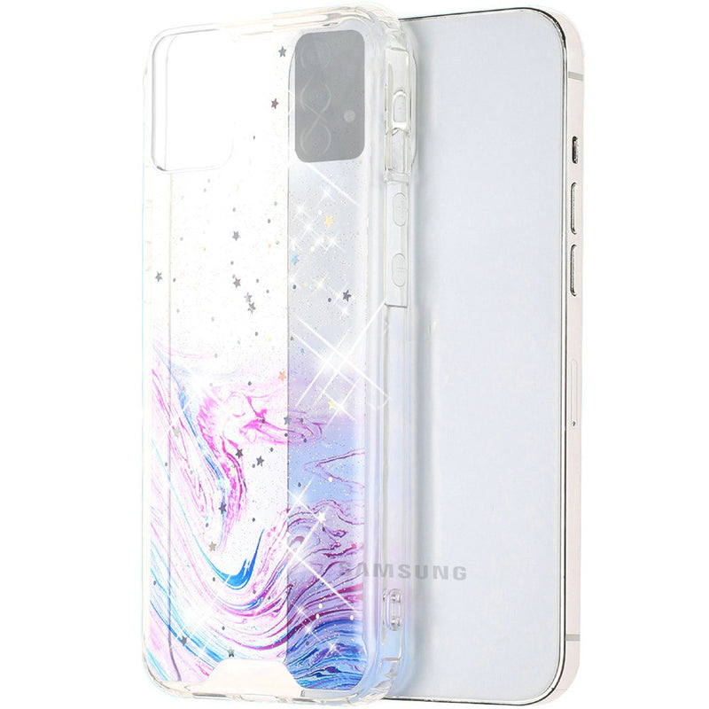 For Samsung Galaxy A52 5G Vogue Epoxy Glitter Hybrid Case Cover - Colorful Galaxy