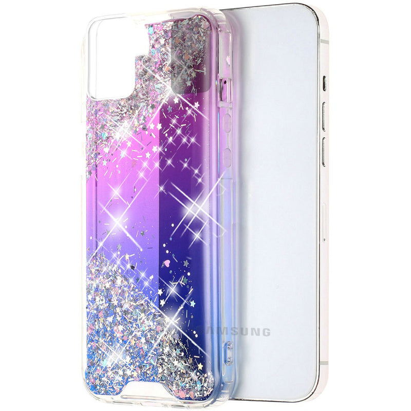 For Samsung Galaxy A52 5G Vogue Epoxy Glitter Hybrid Case Cover - Purple Blue Shimmer