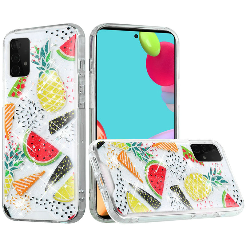 For Samsung Galaxy A52 5G Vogue Epoxy Glitter Hybrid Case Cover - Pineapple Watermelon