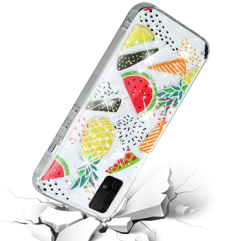 For Samsung Galaxy A52 5G Vogue Epoxy Glitter Hybrid Case Cover - Pineapple Watermelon