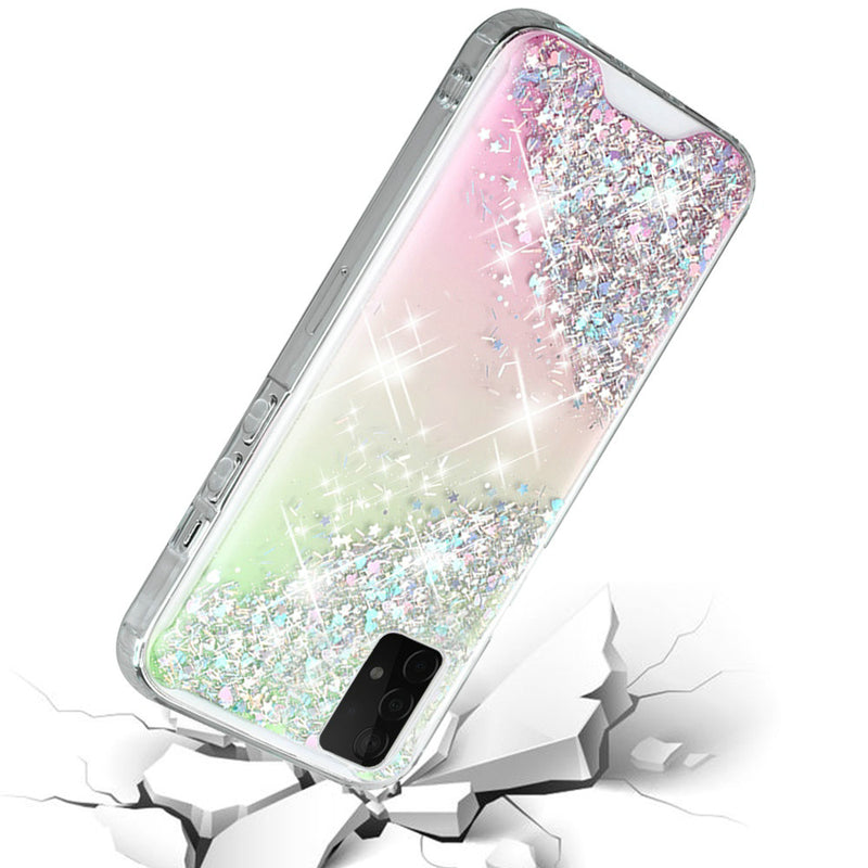 For Samsung Galaxy A52 5G Vogue Epoxy Glitter Hybrid Case Cover - Pink Shimmer