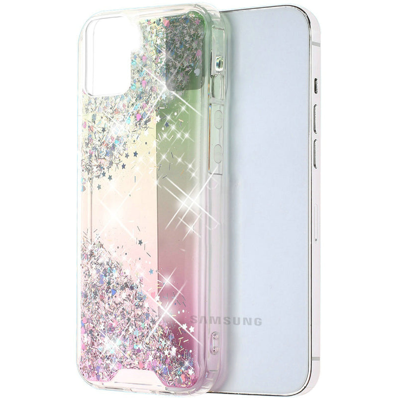 For Samsung Galaxy A52 5G Vogue Epoxy Glitter Hybrid Case Cover - Pink Shimmer