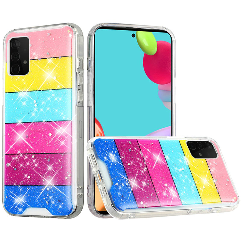 For Samsung Galaxy A52 5G Vogue Epoxy Glitter Hybrid Case Cover - Stripes