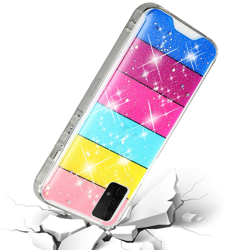 For Samsung Galaxy A52 5G Vogue Epoxy Glitter Hybrid Case Cover - Stripes