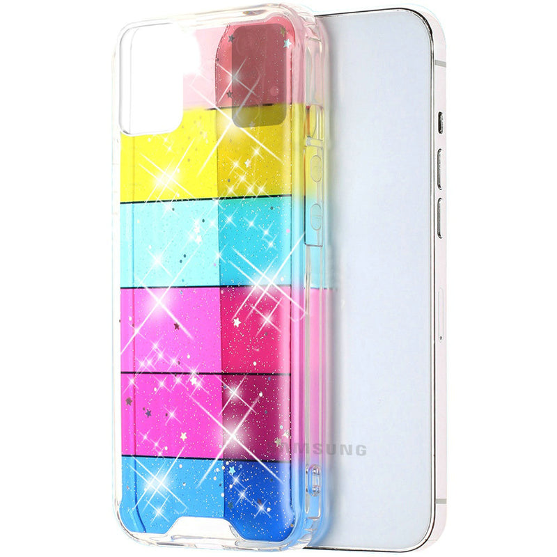 For Samsung Galaxy A52 5G Vogue Epoxy Glitter Hybrid Case Cover - Stripes