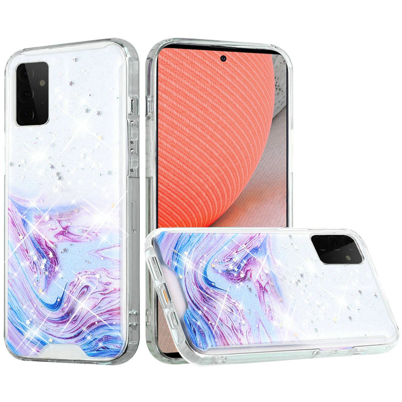 For Samsung Galaxy A72 5G Vogue Epoxy Glitter Hybrid Case Cover - Colorful Galaxy