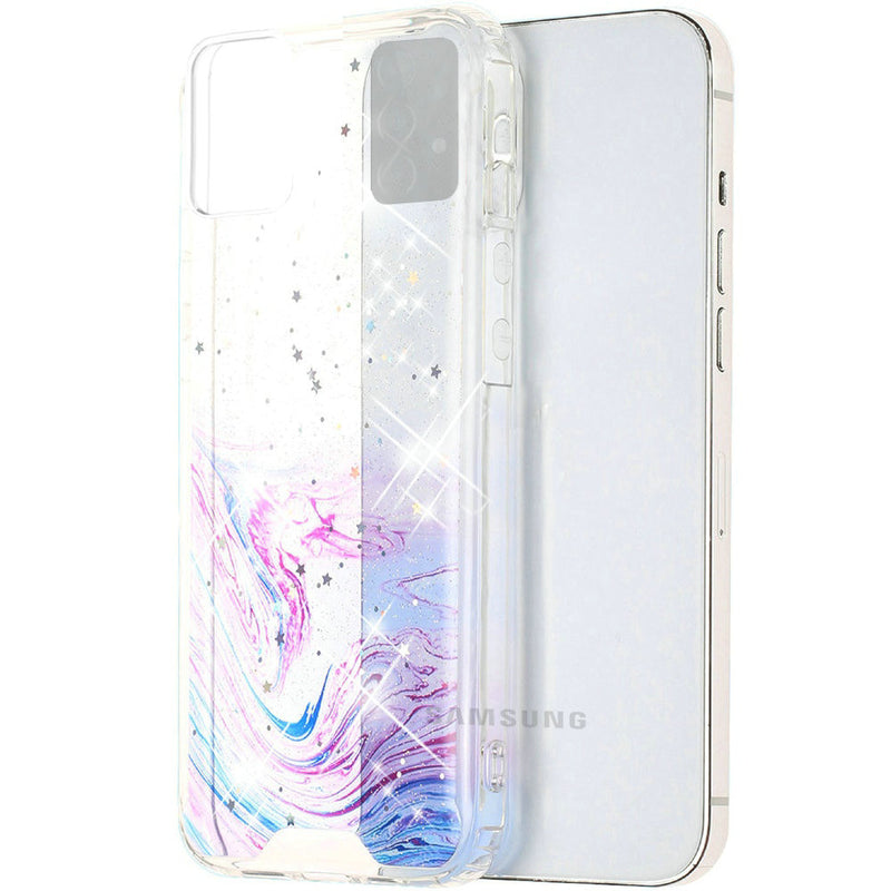 For Samsung Galaxy A72 5G Vogue Epoxy Glitter Hybrid Case Cover - Colorful Galaxy