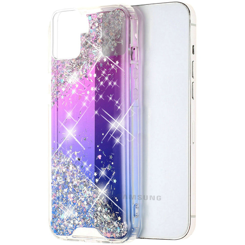 For Samsung Galaxy A72 5G Vogue Epoxy Glitter Hybrid Case Cover - Purple Blue Shimmer