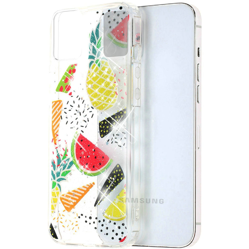 For Samsung Galaxy A72 5G Vogue Epoxy Glitter Hybrid Case Cover - Pineapple Watermelon