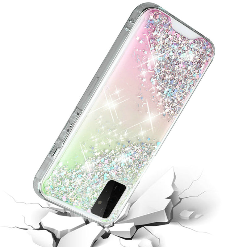 For Samsung Galaxy A72 5G Vogue Epoxy Glitter Hybrid Case Cover - Pink Shimmer