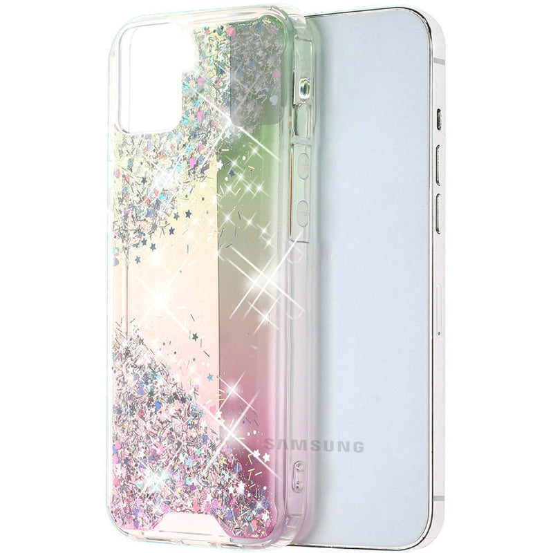 For Samsung Galaxy A72 5G Vogue Epoxy Glitter Hybrid Case Cover - Pink Shimmer