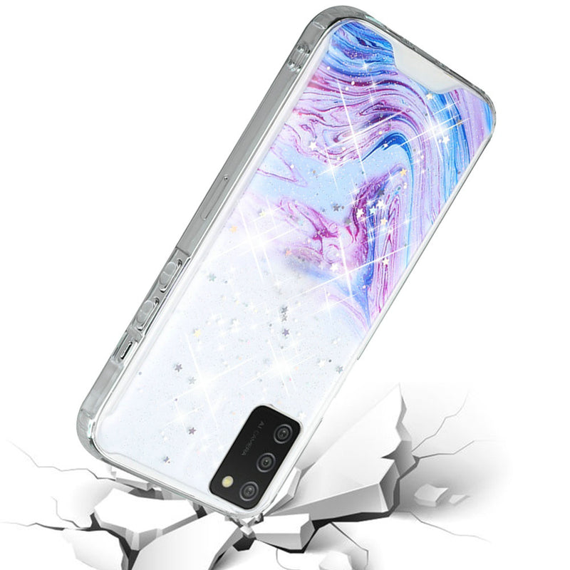 For Samsung A02s Vogue Epoxy Glitter Hybrid Case Cover - Colorful Galaxy