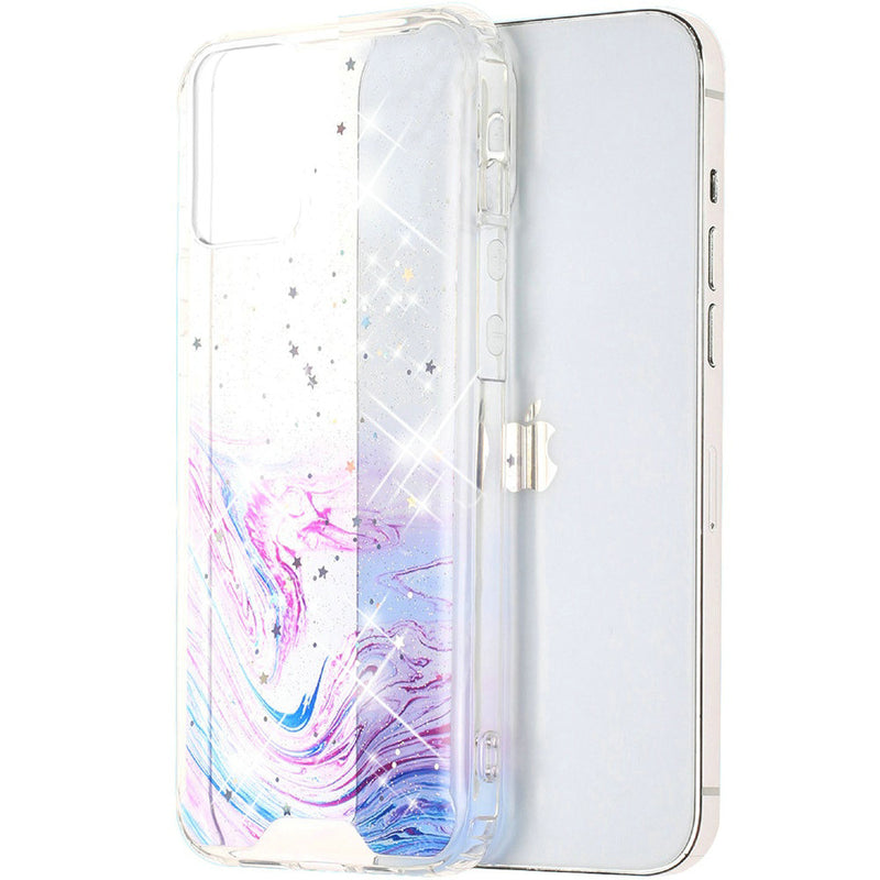 For Samsung A02s Vogue Epoxy Glitter Hybrid Case Cover - Colorful Galaxy