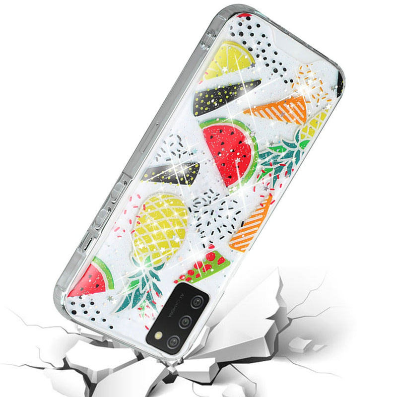 For Samsung A02s Vogue Epoxy Glitter Hybrid Case Cover - Pineapple Watermelon