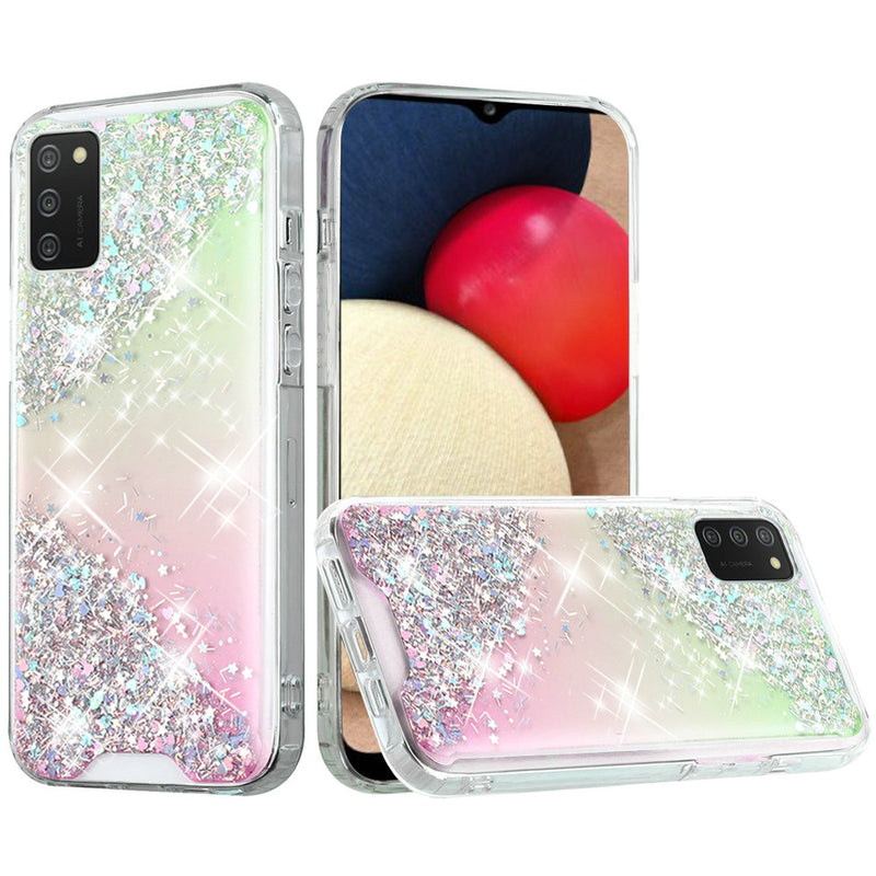 For Samsung A02s Vogue Epoxy Glitter Hybrid Case Cover - Pink Shimmer