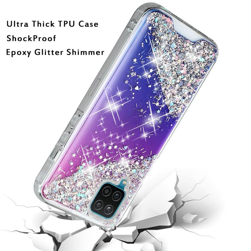 For Samsung A12 Vogue Epoxy Glitter Hybrid Case Cover - Purple Blue Shimmer