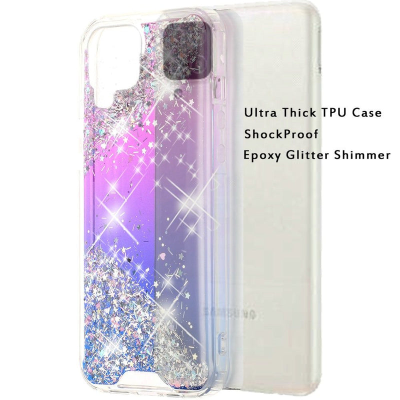 For Samsung A12 Vogue Epoxy Glitter Hybrid Case Cover - Purple Blue Shimmer