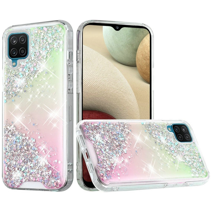 For Samsung A12 Vogue Epoxy Glitter Hybrid Case Cover - Pink Shimmer