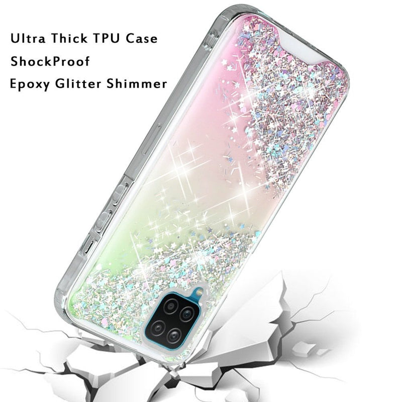 For Samsung A12 Vogue Epoxy Glitter Hybrid Case Cover - Pink Shimmer