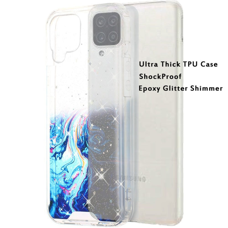 For Samsung A42 5G Vogue Epoxy Glitter Hybrid Case Cover - Blue Galaxy