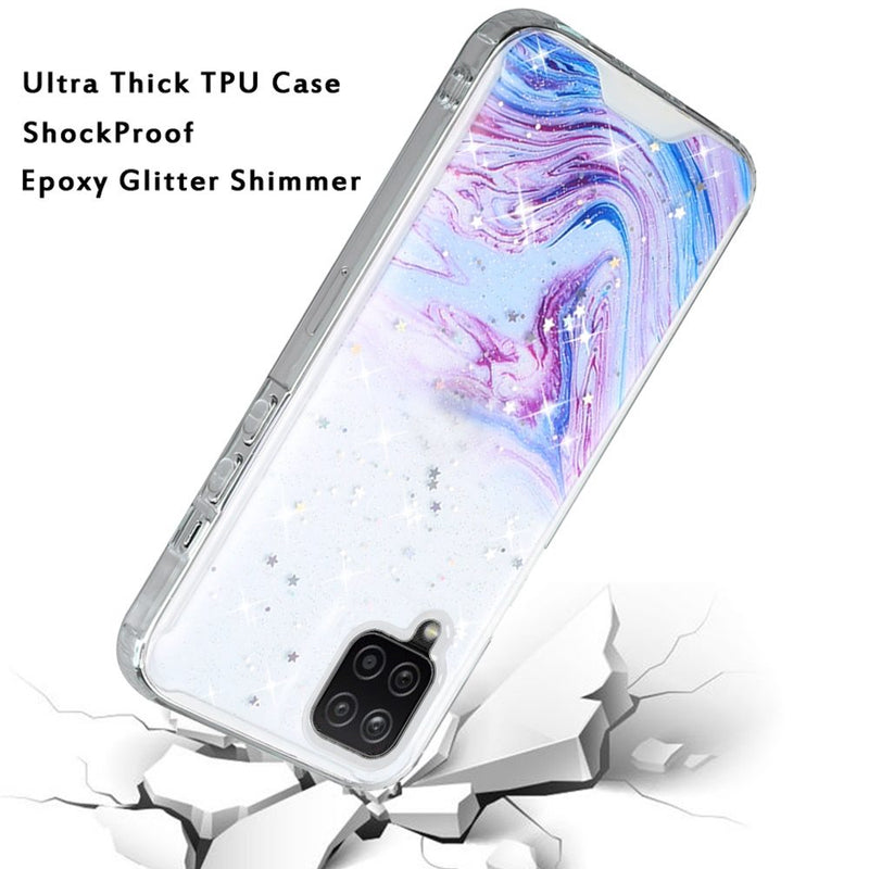 For Samsung A42 5G Vogue Epoxy Glitter Hybrid Case Cover - Colorful Galaxy