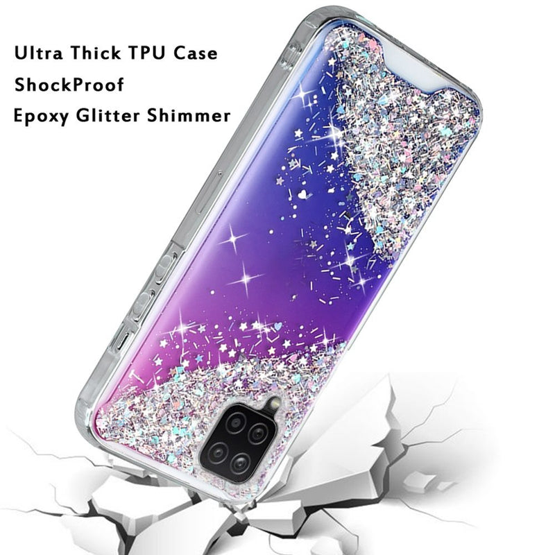 For Samsung A42 5G Vogue Epoxy Glitter Hybrid Case Cover - Purple Blue Shimmer