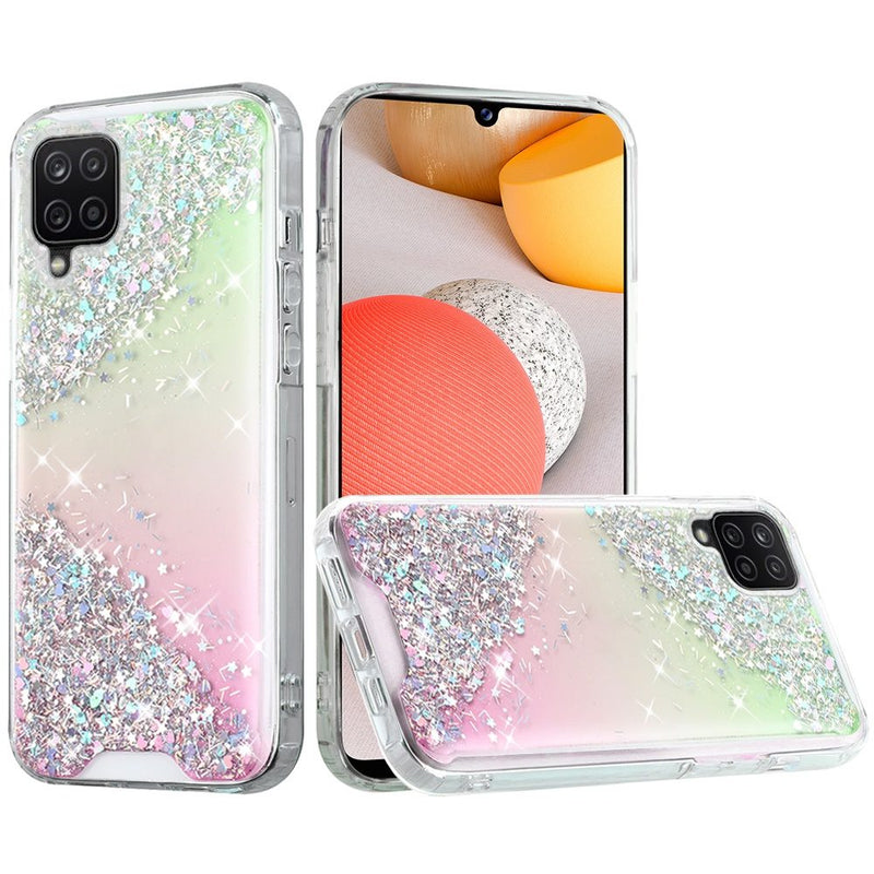 For Samsung A42 5G Vogue Epoxy Glitter Hybrid Case Cover - Pink Shimmer