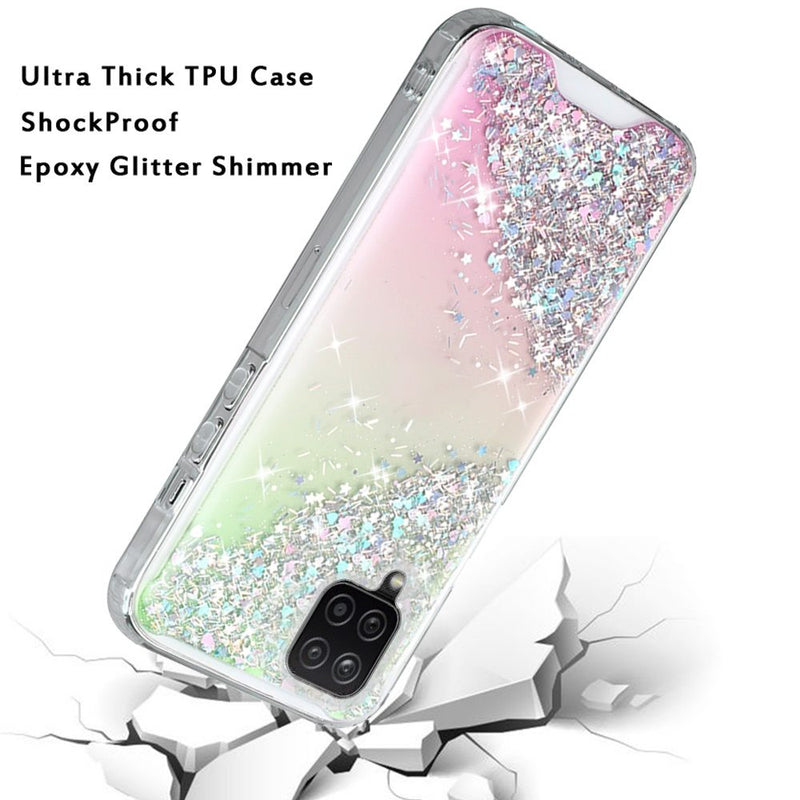 For Samsung A42 5G Vogue Epoxy Glitter Hybrid Case Cover - Pink Shimmer