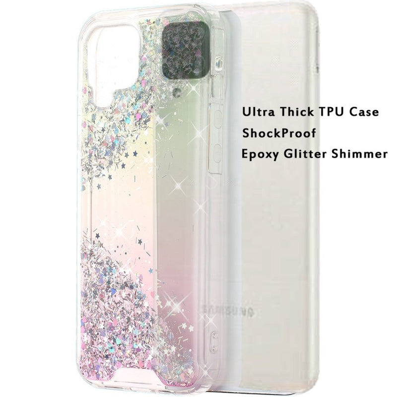 For Samsung A42 5G Vogue Epoxy Glitter Hybrid Case Cover - Pink Shimmer