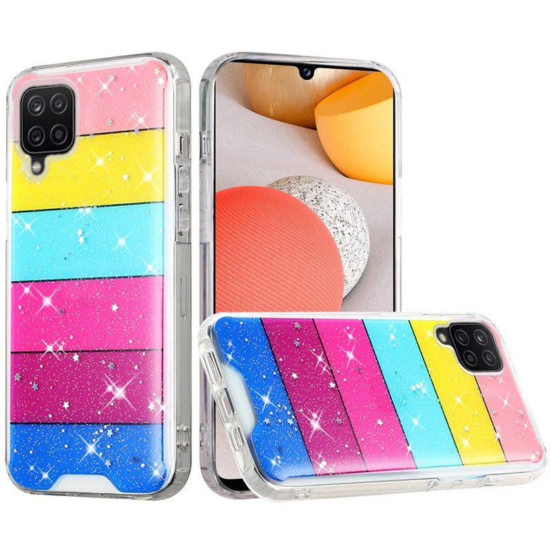 For Samsung A42 5G Vogue Epoxy Glitter Hybrid Case Cover - Stripes