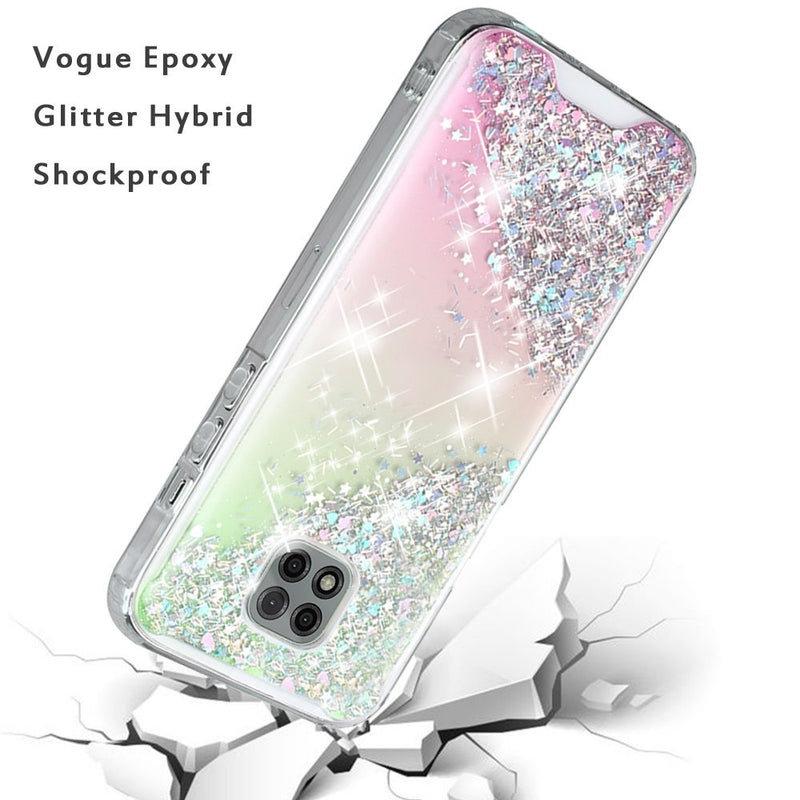 For Motorola Moto G Power 2021 Vogue Epoxy Glitter Hybrid Case Cover - Pink Shimmer