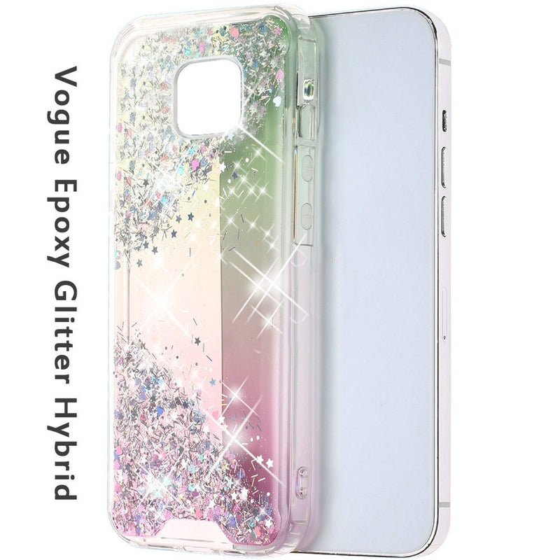 For Motorola Moto G Power 2021 Vogue Epoxy Glitter Hybrid Case Cover - Pink Shimmer