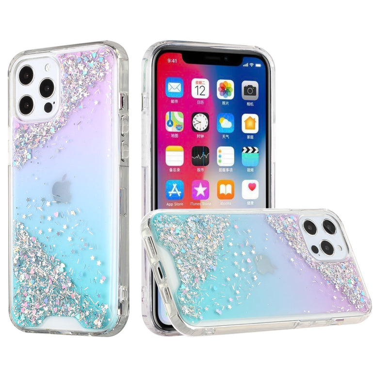 For iPhone 12/Pro (6.1 Only) Vogue Epoxy Glitter Hybrid Case Cover - Calm Shimmer