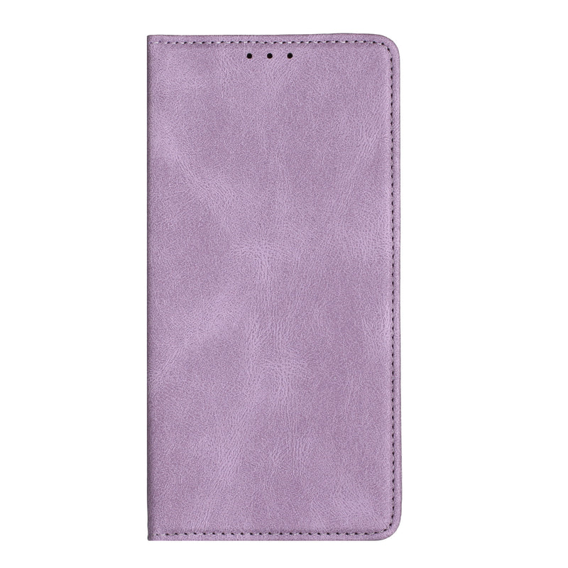 For iPhone 14 PLUS Wallet Premium PU Vegan Leather ID Card Money Holder with Magnetic Closure - Purple