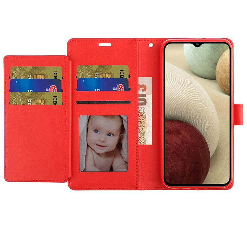 For Moto G Stylus 2021 Wallet ID Card Holder Case Cover - Red