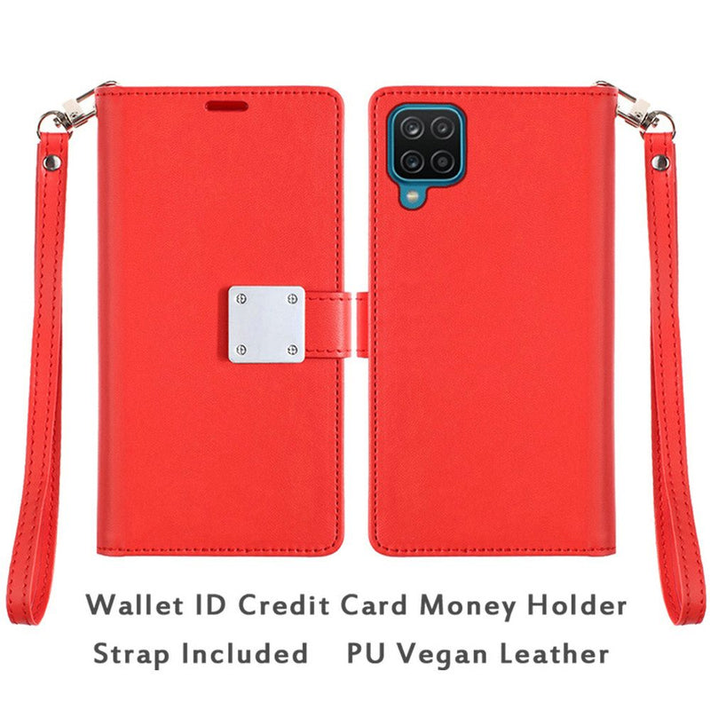 For Samsung A42 5G Wallet ID Card Holder Case Cover - Red