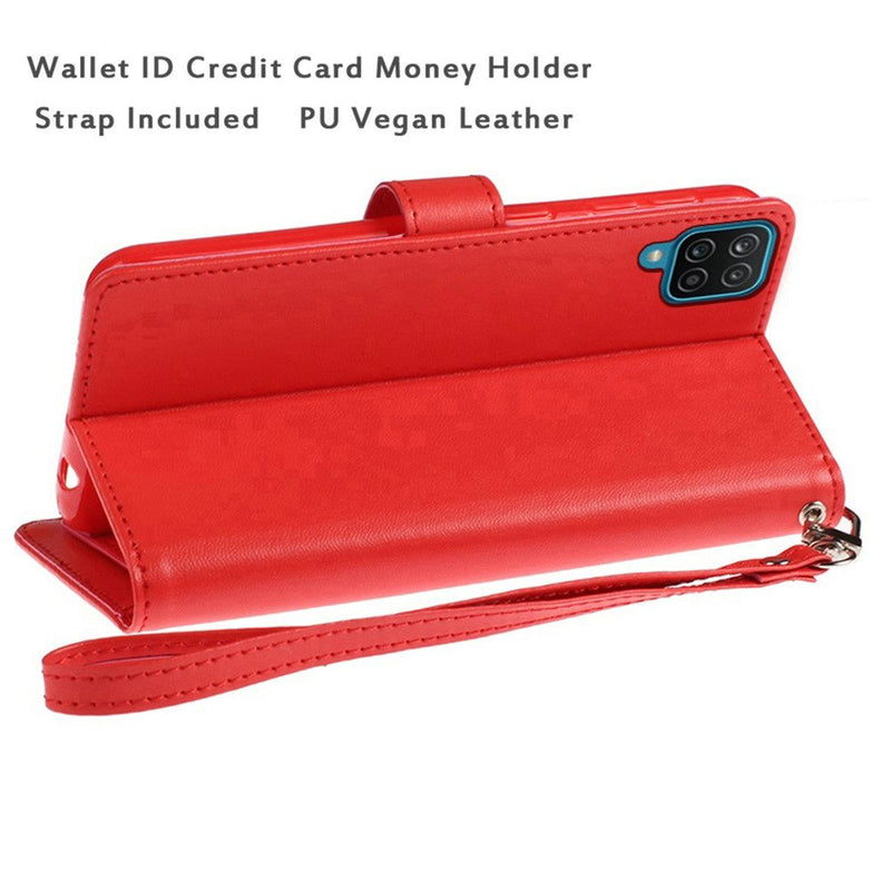 For Samsung A42 5G Wallet ID Card Holder Case Cover - Red