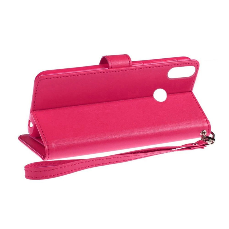 For Motorola Moto E (2020) Wallet ID Card Holder Case Cover - Hot Pink