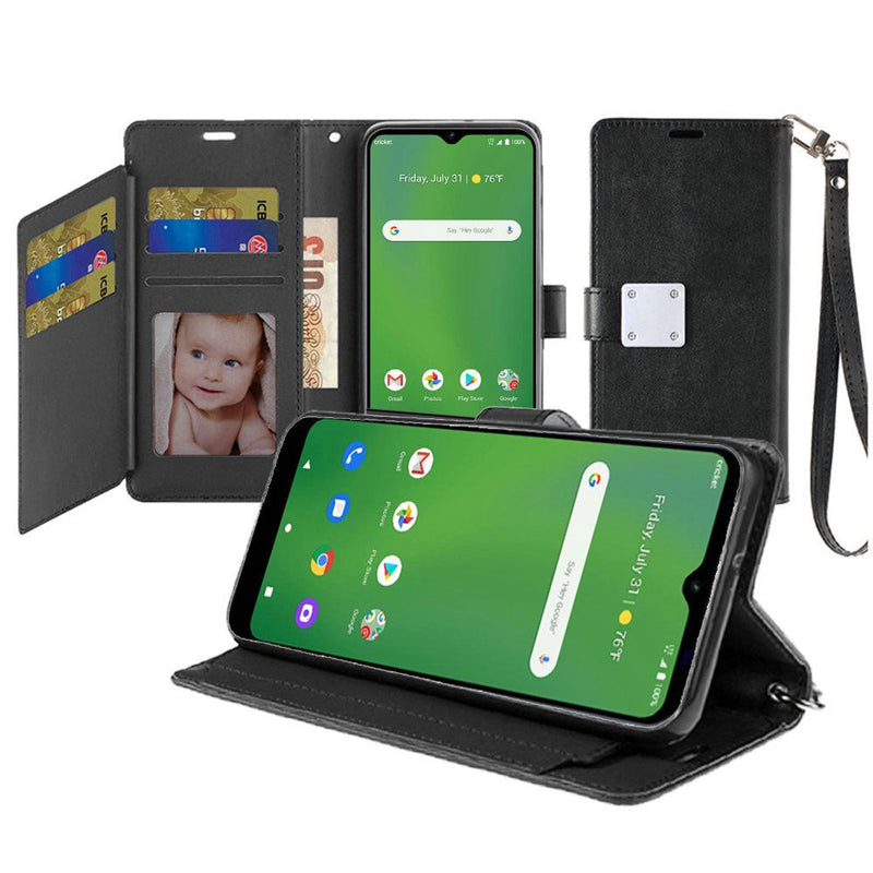 For Cricket Ovation Wallet ID Card Holder Case Cover - Black