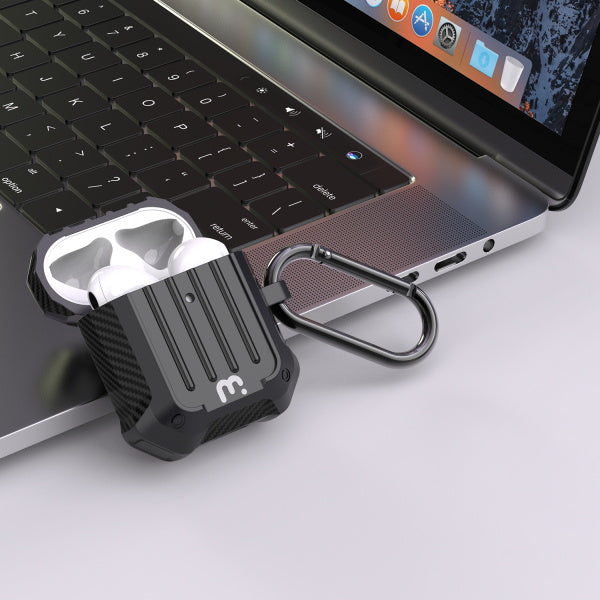 MyBat Pro Carbon Fiber Shockproof Protective Case for Apple AirPods with Wireless Charging Case - Black