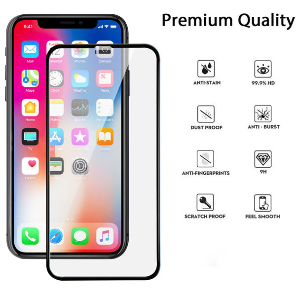 Full Coverage Tempered Glass Screen Protector for Apple iPhone X/XS /11 Pro - Black