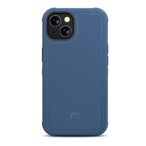 MyBat Pro Maverick Series Case with Holster and Tempered Glass for Apple iPhone 13 (6.1) - Blue / Black