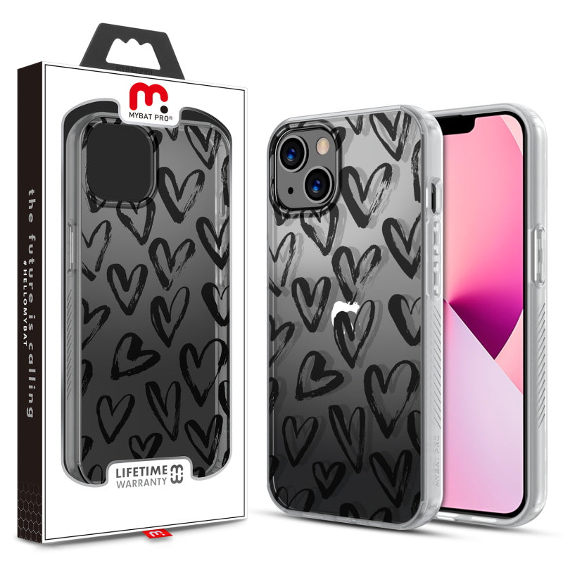 MyBat Pro Mood Series Case for Apple iPhone 13 (6.1) - Black Hearts