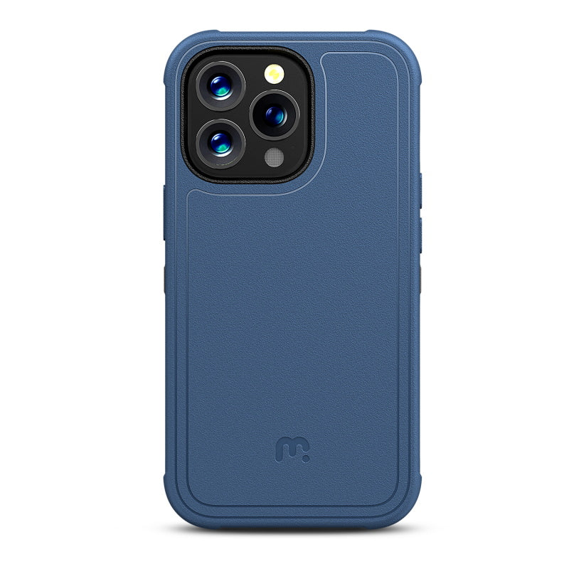 MyBat Pro Maverick Series Case with Holster and Tempered Glass for Apple iPhone 13 Pro (6.1) - Blue / Black