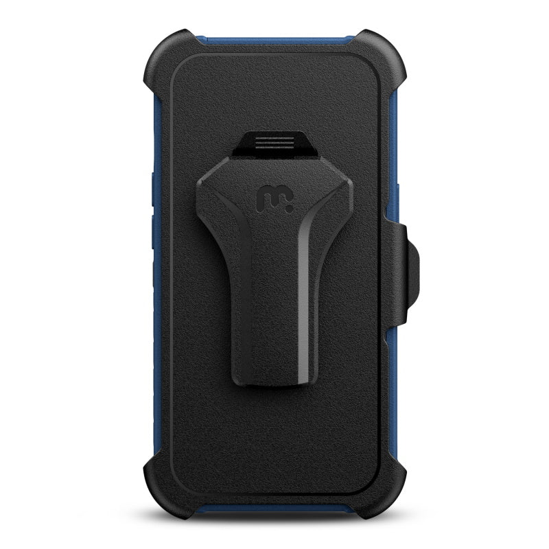MyBat Pro Maverick Series Case with Holster and Tempered Glass for Apple iPhone 13 Pro (6.1) - Blue / Black