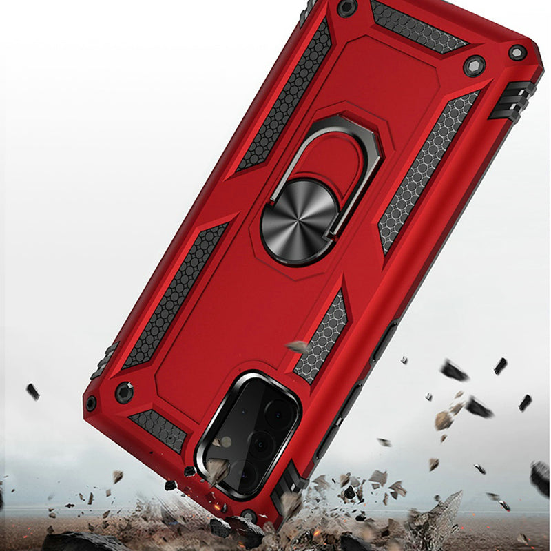 For Samsung Galaxy A72 5G Magnetic Ring Kickstand Hybrid Case Cover - Red
