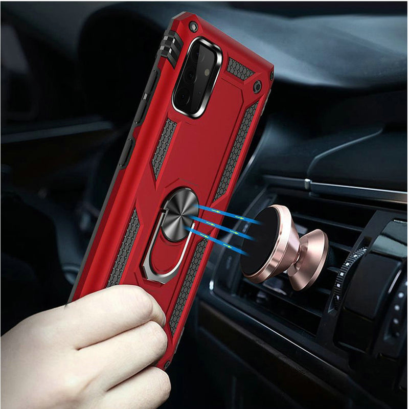 For Samsung Galaxy A72 5G Magnetic Ring Kickstand Hybrid Case Cover - Red