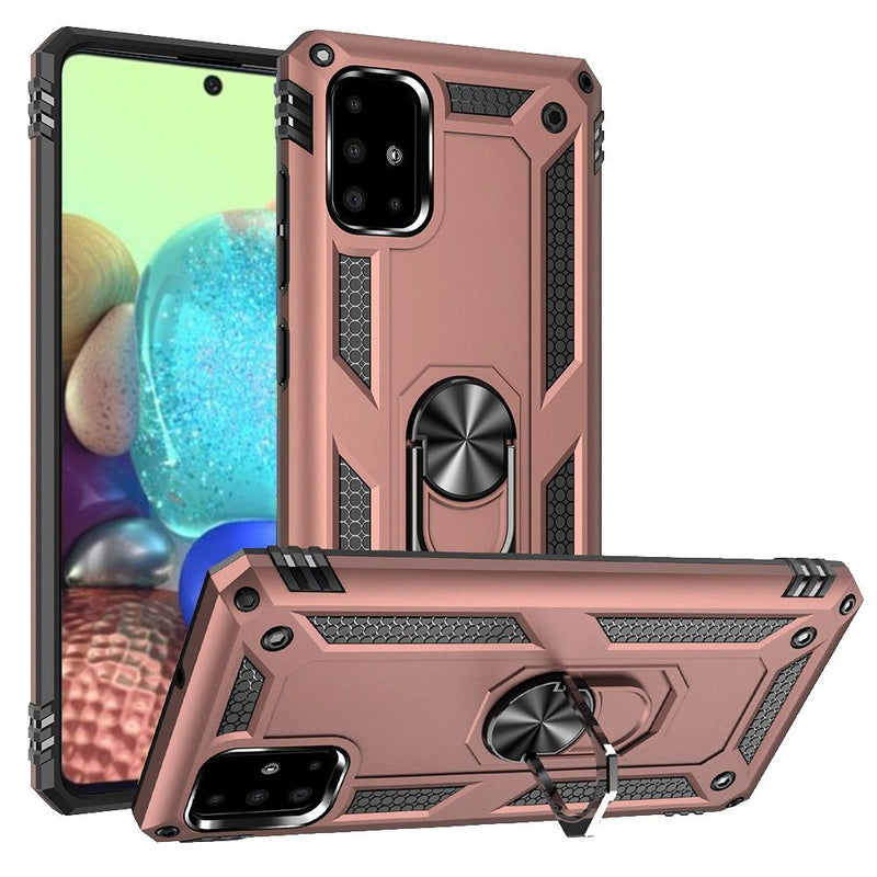 For Samsung Galaxy A71 5G Magnetic Ring Kickstand Hybrid Case Cover - Rose Gold